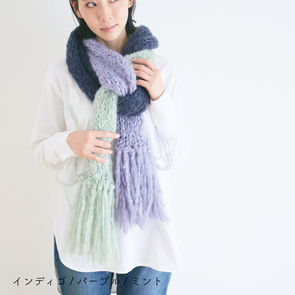 sawada itto：サワダイット-デジタル編み図1909y-1-フリンジマフラー