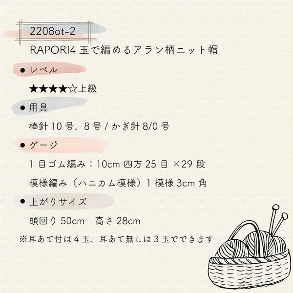 sawada itto：サワダイット-RAPORI-アラン柄ニット帽