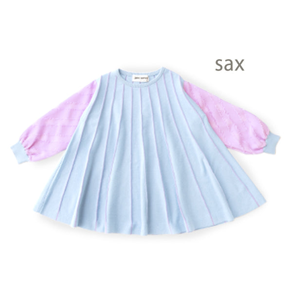 ami amie(OUTLET) : 袖シフォン長袖Aラインワンピース/241025