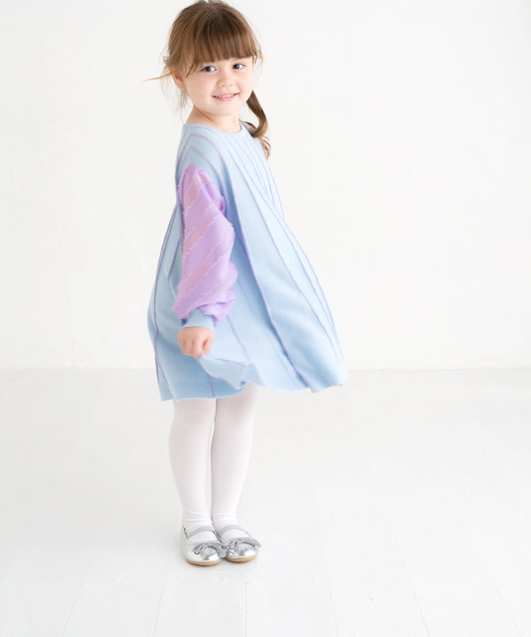 ami amie(OUTLET) : 袖シフォン長袖Aラインワンピース/241025