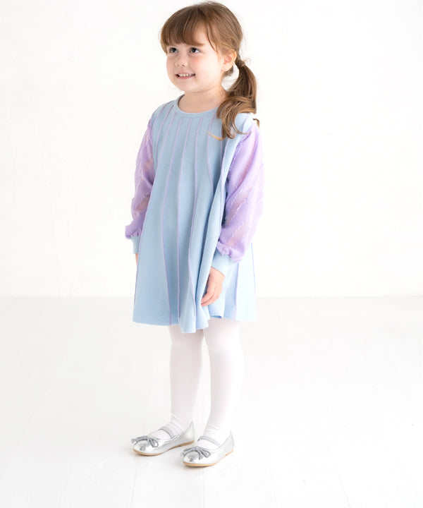 ami amie(OUTLET) : 袖シフォン長袖Aラインワンピース/241025