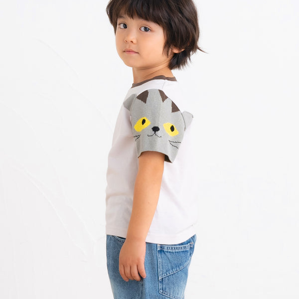 ami amie :ねこニット袖Tシャツ/251016