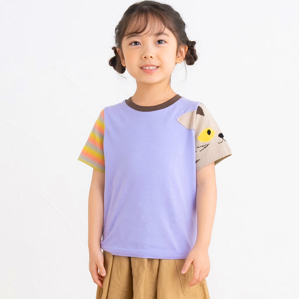 ami amie :ねこニット袖Tシャツ/251016
