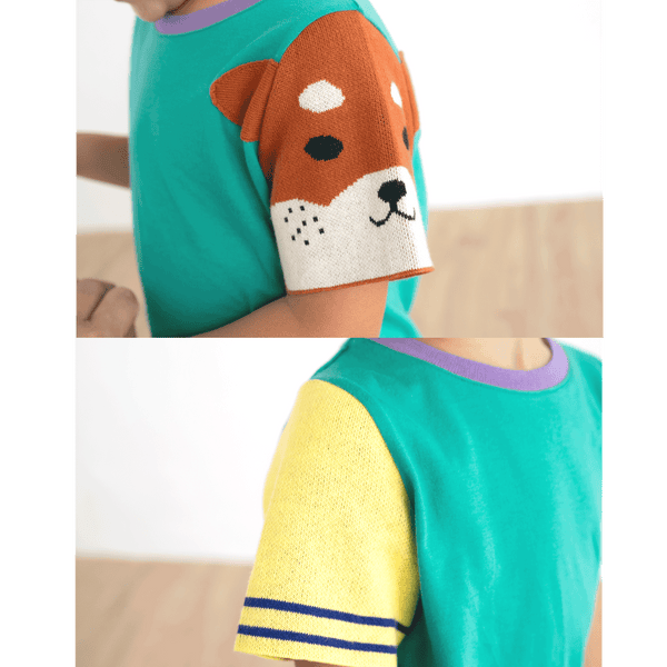 ami amie :柴犬ニット袖Tシャツ/251017