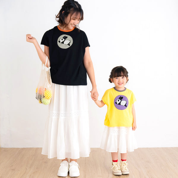 【キッズ＆ママサイズ】ami amie :うさパンダフレンチスリーブTシャツ/251021