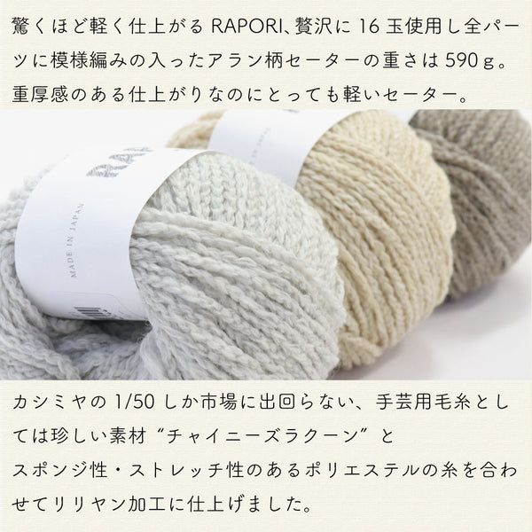 sawada itto：サワダイット-RAPORI-アラン柄セーター