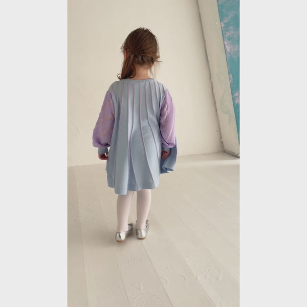 ami amie(OUTLET) : 袖シフォン長袖Aラインワンピース/241025