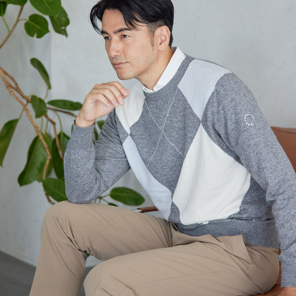 PERFECT TAN｜《SALE》アーガイルインターシャプルオーバー〈MENS〉