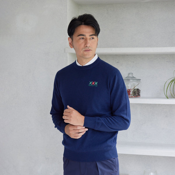 PERFECT TAN｜《SALE》カシミヤクルーネック刺繍プルオーバー〈MENS〉