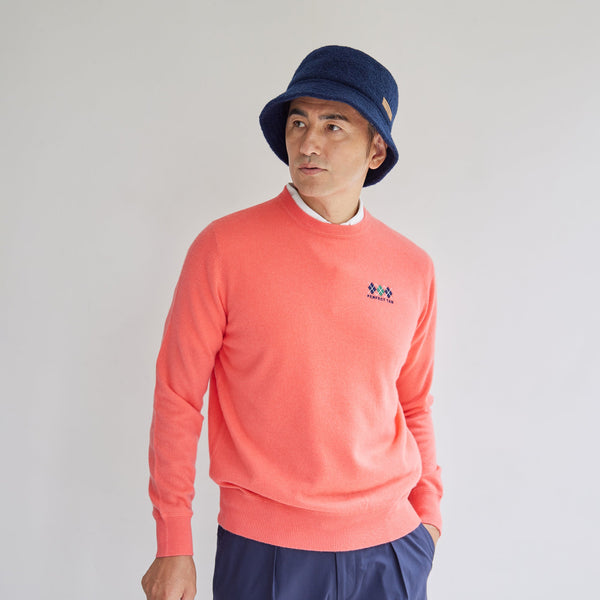 PERFECT TAN｜《SALE》カシミヤクルーネック刺繍プルオーバー〈MENS〉