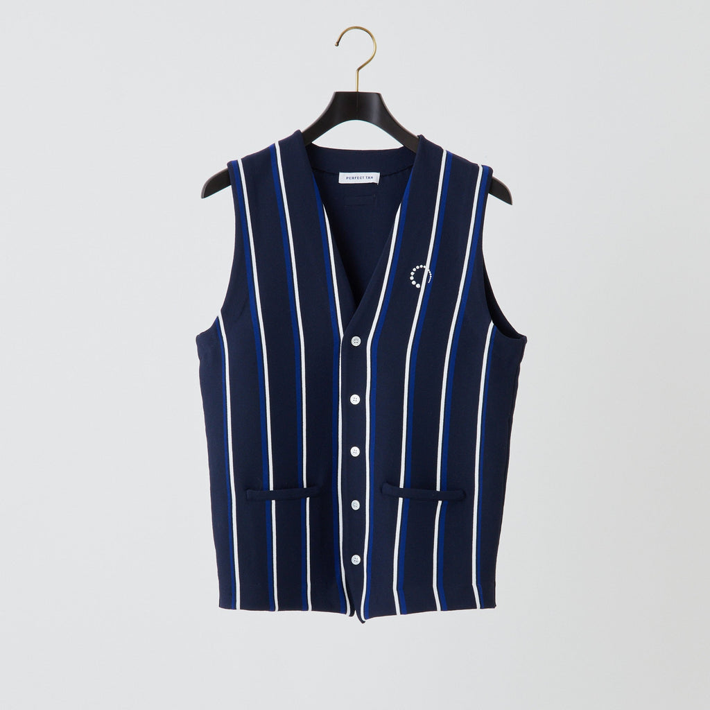 PERFECT TAN｜《SALE》ストライプテックニットベスト〈MENS〉