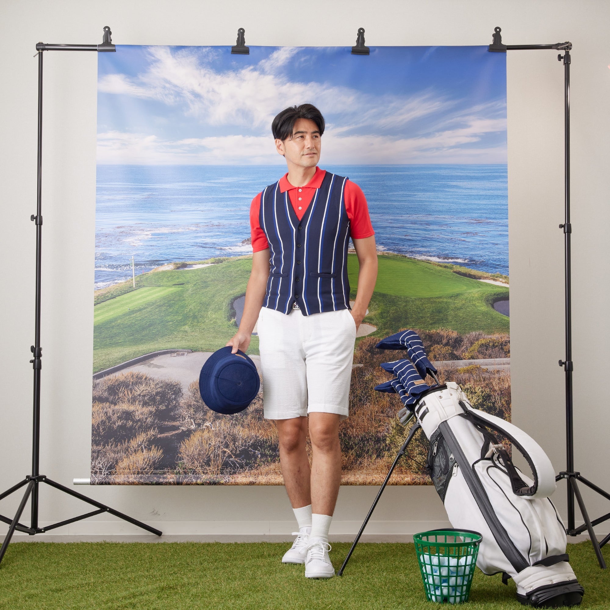 PERFECT TAN｜《SALE》ストライプテックニットベスト〈MENS〉