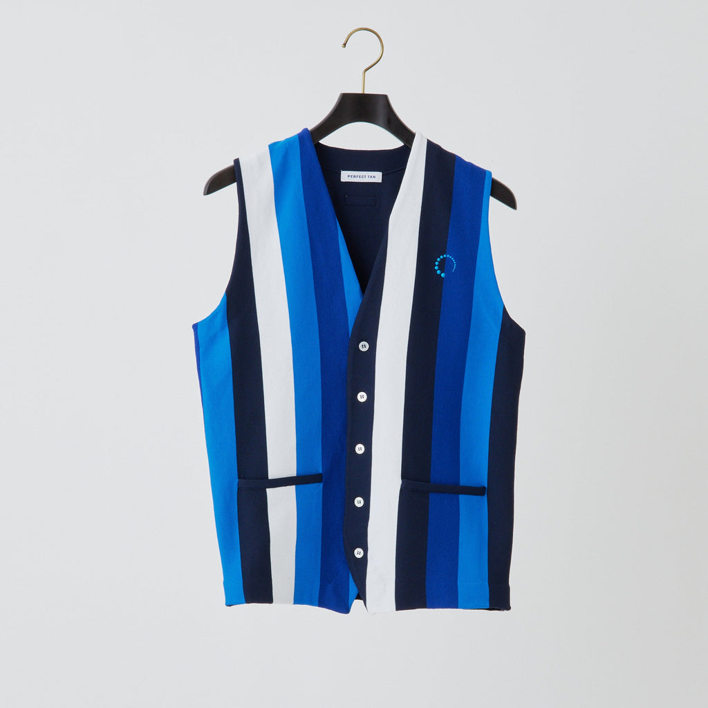 PERFECT TAN｜《SALE》マルチストライプテックニットベスト〈MENS〉