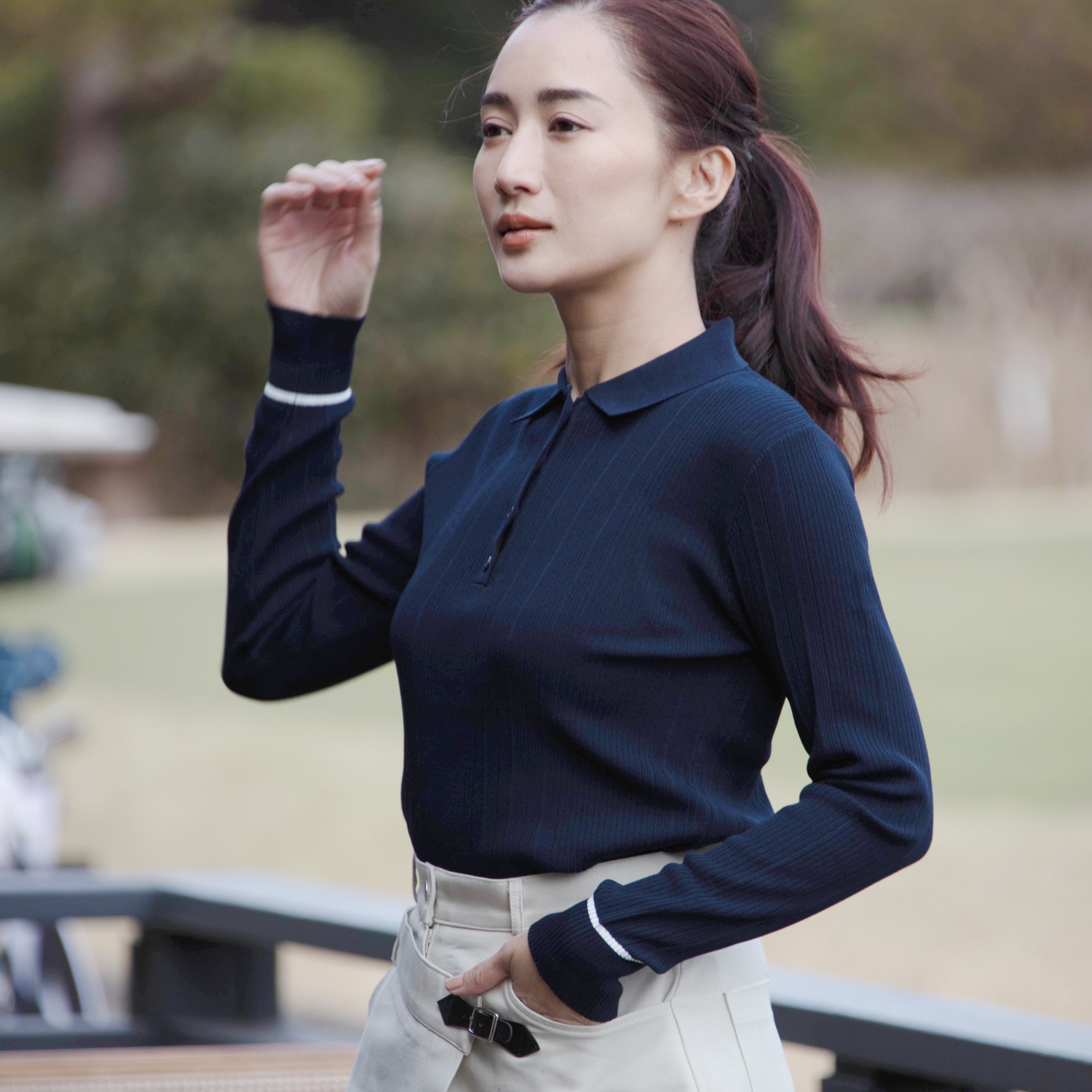 PERFECT TAN｜《SALE》ランダムリブポロ衿プルオーバー〈WOMENS〉