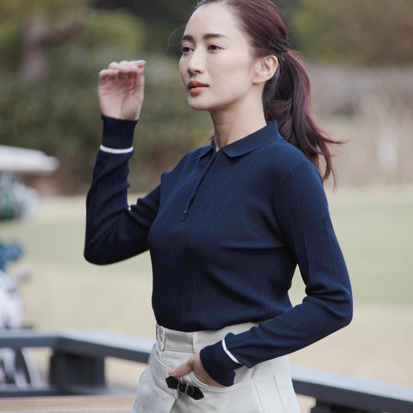 PERFECT TAN｜《SALE》ランダムリブポロ衿プルオーバー〈WOMENS〉