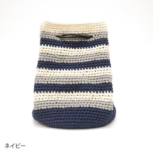 sawada itto：サワダイット-デジタル編み図1909a-2-ボーダー巾着バッグ