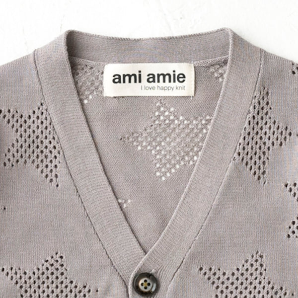 ami amie(OUTLET) : メッシュ編み星柄カーディガン/221005