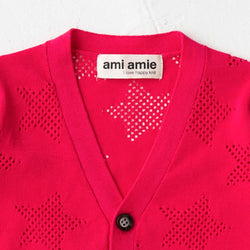 ami amie(OUTLET) : メッシュ編み星柄カーディガン/221005