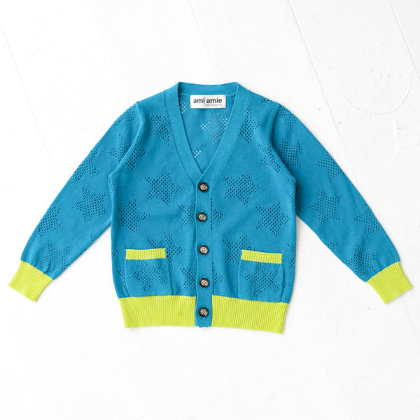 ami amie(OUTLET) : メッシュ編み星柄カーディガン/221005