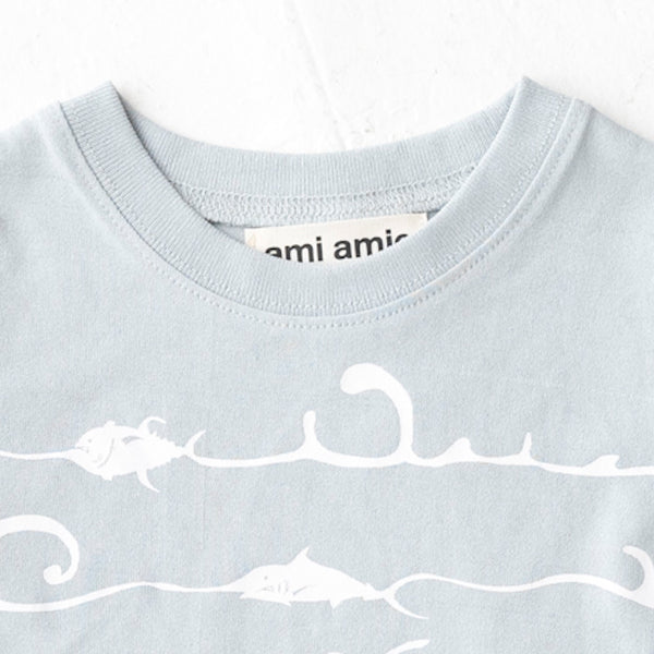 ami amie(OUTLET) : 深海魚ボーダー和紙Tシャツ/221015