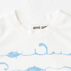 ami amie(OUTLET) : 深海魚ボーダー和紙Tシャツ/221015