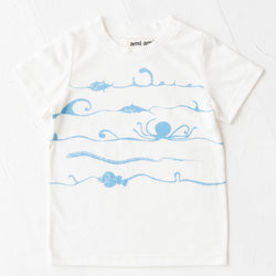 ami amie(OUTLET) : 深海魚ボーダー和紙Tシャツ/221015