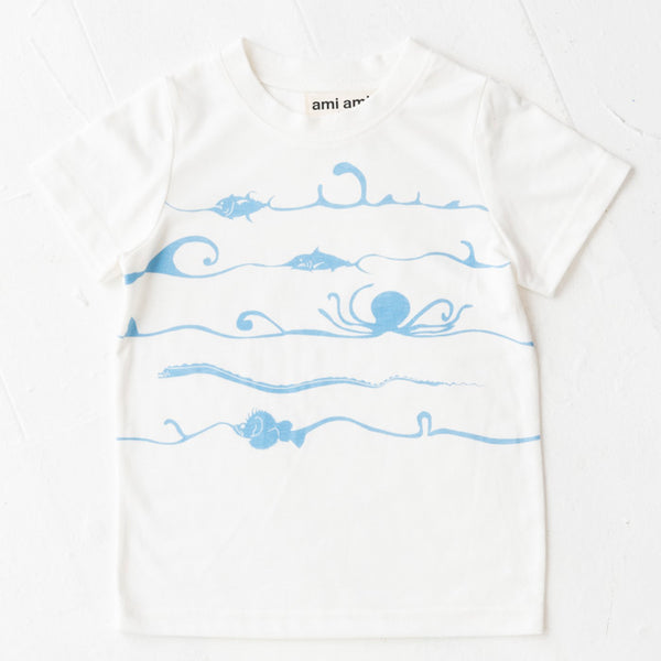 ami amie(OUTLET) : 深海魚ボーダー和紙Tシャツ/221015