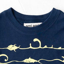 ami amie(OUTLET) : 深海魚ボーダー和紙Tシャツ/221015