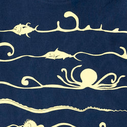 ami amie(OUTLET) : 深海魚ボーダー和紙Tシャツ/221015