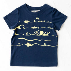 ami amie(OUTLET) : 深海魚ボーダー和紙Tシャツ/221015