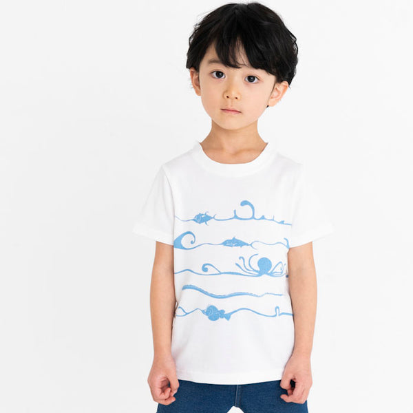 ami amie(OUTLET) : 深海魚ボーダー和紙Tシャツ/221015