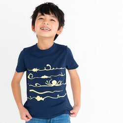 ami amie(OUTLET) : 深海魚ボーダー和紙Tシャツ/221015
