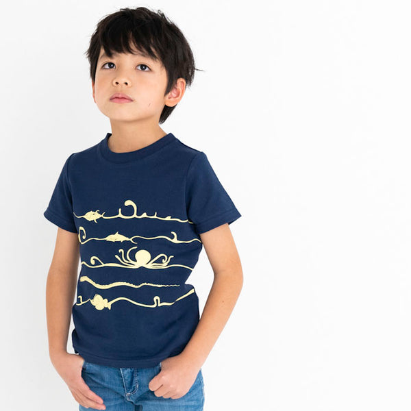 ami amie(OUTLET) : 深海魚ボーダー和紙Tシャツ/221015