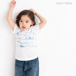 ami amie(OUTLET) : 深海魚ボーダー和紙Tシャツ/221015