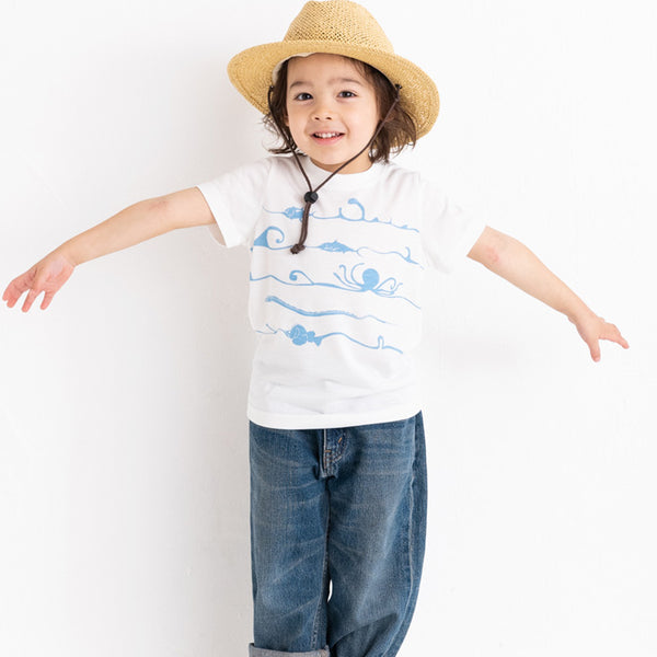 ami amie(OUTLET) : 深海魚ボーダー和紙Tシャツ/221015