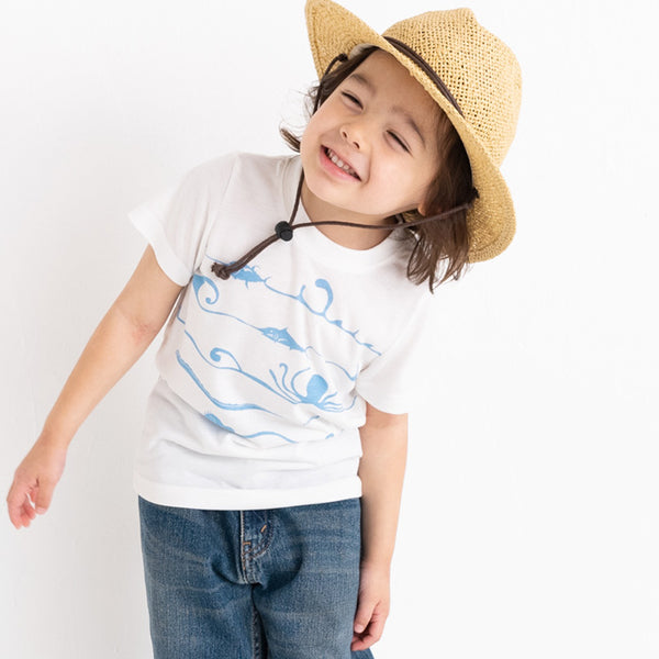 ami amie(OUTLET) : 深海魚ボーダー和紙Tシャツ/221015