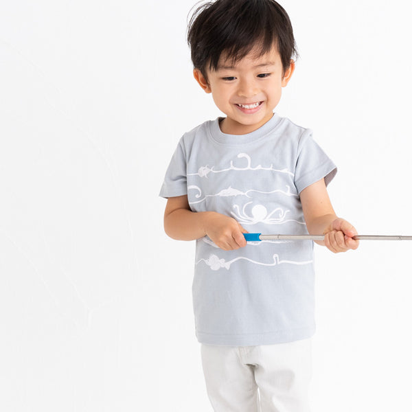 ami amie(OUTLET) : 深海魚ボーダー和紙Tシャツ/221015