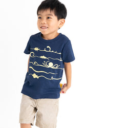 ami amie(OUTLET) : 深海魚ボーダー和紙Tシャツ/221015