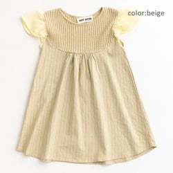 ami amie(OUTLET) : シフォンフリル袖ケーブルニットトップ切替ワンピース/231023