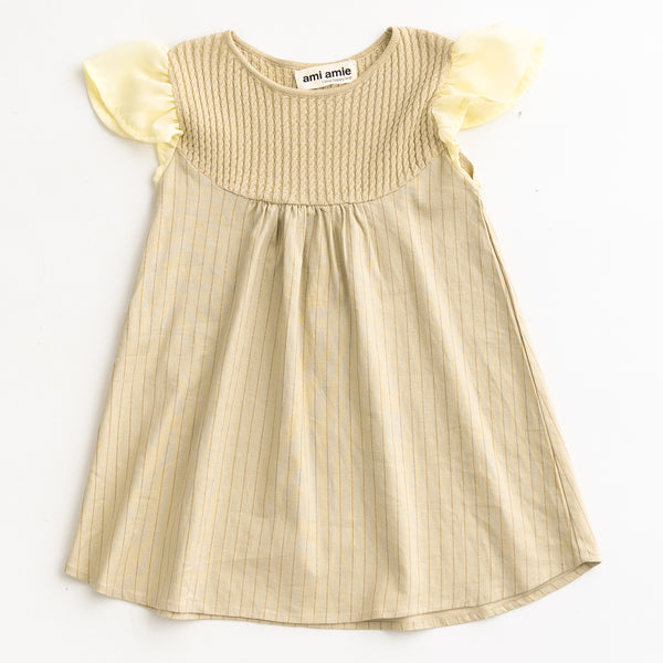 ami amie(OUTLET) : シフォンフリル袖ケーブルニットトップ切替ワンピース/231023