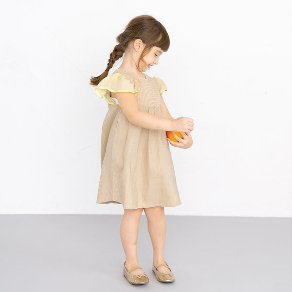 ami amie(OUTLET) : シフォンフリル袖ケーブルニットトップ切替ワンピース/231023