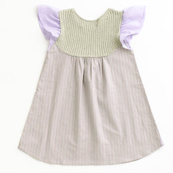 ami amie(OUTLET) : シフォンフリル袖ケーブルニットトップ切替ワンピース/231023