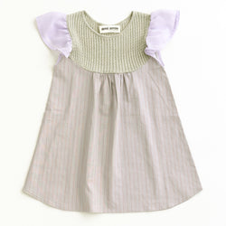 ami amie(OUTLET) : シフォンフリル袖ケーブルニットトップ切替ワンピース/231023