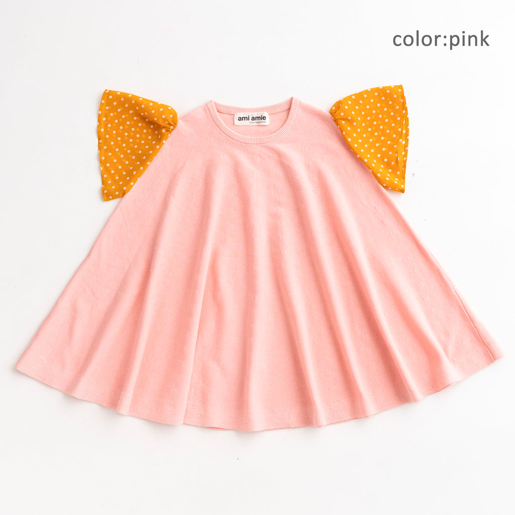 ami amie(OUTLET) : ドットシフォン袖Aラインワンピース/231024