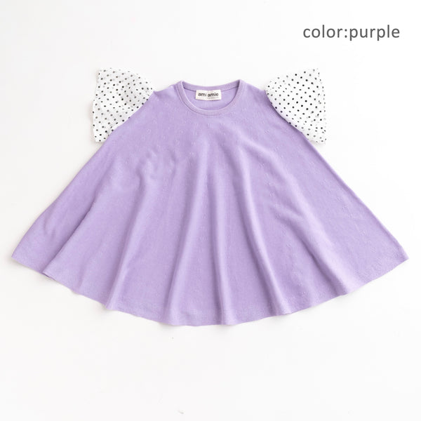 ami amie(OUTLET) : ドットシフォン袖Aラインワンピース/231024