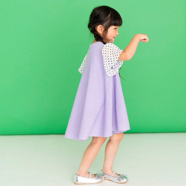 ami amie(OUTLET) : ドットシフォン袖Aラインワンピース/231024