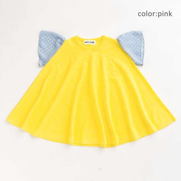 ami amie(OUTLET) : ドットシフォン袖Aラインワンピース/231024