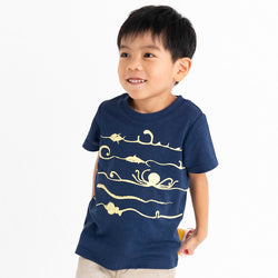 ami amie(OUTLET) : 深海魚ボーダー和紙Tシャツ/221015